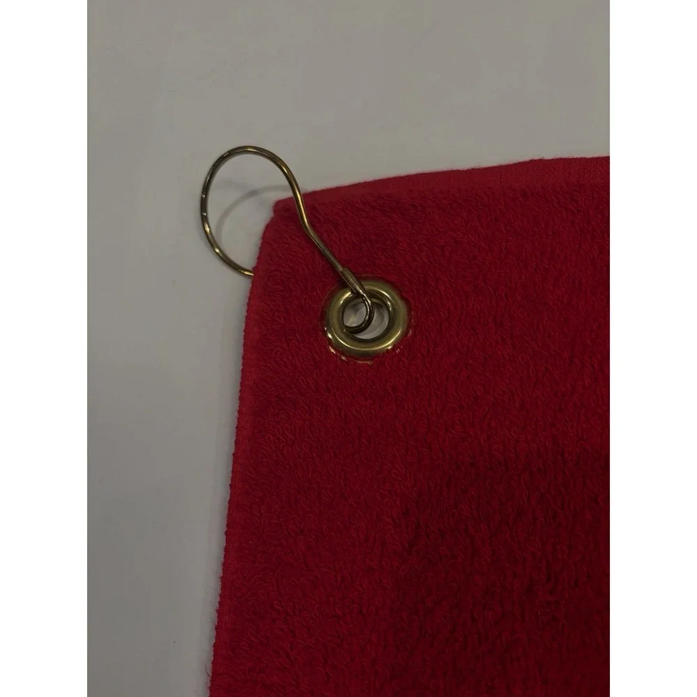 Ralph Lauren Polo Scarlet‎ Cotton Golf Towel Brass Grommet 16x29 Red, Pony